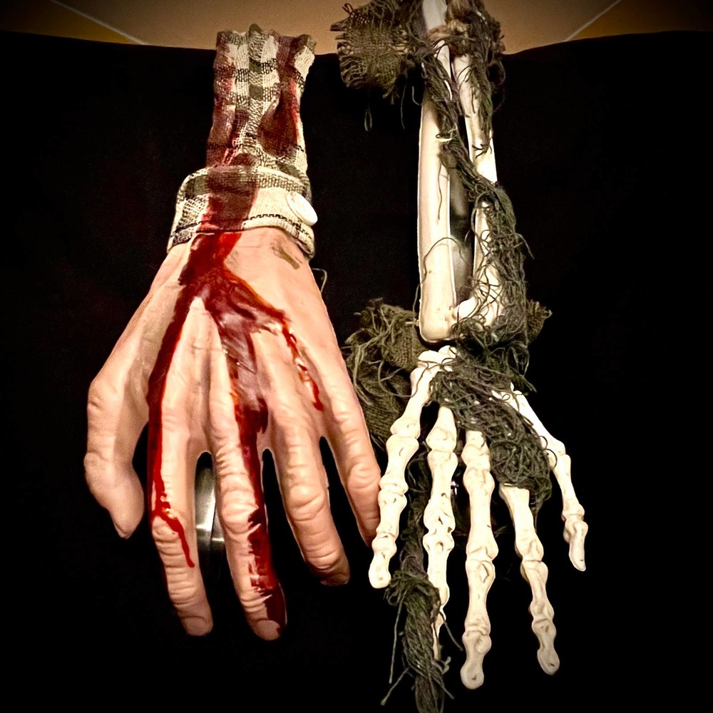 Handmade Halloween Dead Hand or Skeleton Door Wreath Holder